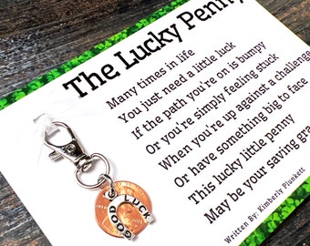 Lucky Penny Gift To Show Support & Encouragement - For Graduation, Facing Challenges, Life Changes - Keychain Clip With Good Luck Horseshoe