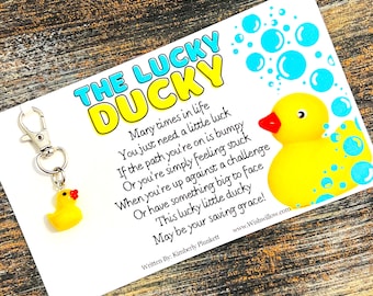 Lucky Ducky - Good Luck Charm With Poem By K Plunkett - Gift, Cute, Fun, Uplifting, Encouraging, Silly, Joyful