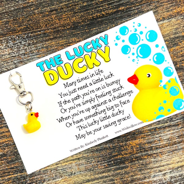 The ORIGINAL Lucky Ducky Poem & Gift - Good Luck Charm With Poem By K Plunkett - Gift, Cute, Fun, Uplifting, Encouraging, Silly, Joyful