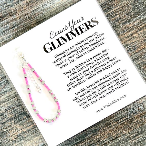 Count Your Glimmers - Blessing Bracelet - Gratitude, Mindfulness, Thankful, Grateful, Blessed - Adjustable Bracelet - Glass & Hematite Beads