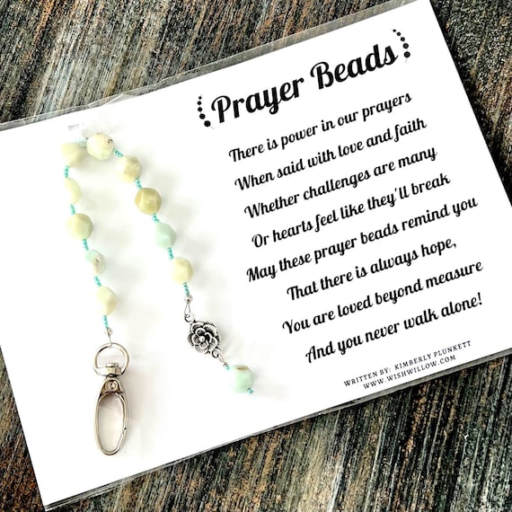 SALE - Prayer Beads Gift & Poem - Faith, Hope, Love, Pray, Encourage, Support - OOAK - As Shown In Photos