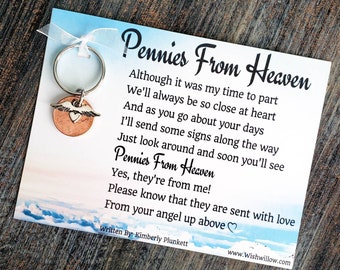 Dimes From Heaven Poem By K. Plunkett Keychain Gift Loss | Etsy