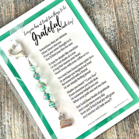 SALE - Gratitude Beads - Glimmers, Blessings, Grateful, Blessed, Positive Thinking - OOAK - Colors & Charm As Shown In Photos