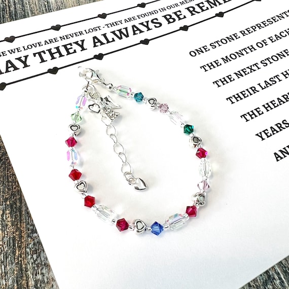 Remembrance Bracelet with Poem By K Plunkett - Memorial Gift, Loss, Sympathy, Angels - Adjustable & Represents Up To 6 Loved Ones