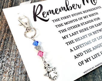 Remember Me - Sympathy Gift, Loss, Memorial, Remembrance, Original Poem, Custom Made Charm (Baby Child Angel & Little Swirl Heart)