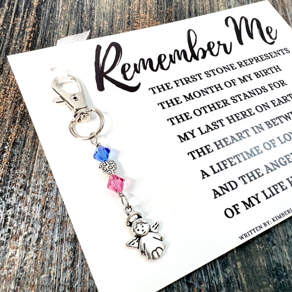 The ORIGINAL Remember Me Poem And Charm - Sympathy Gift, Loss, Memorial, Remembrance, Custom Made (Cute Angel & Little Swirl Heart)
