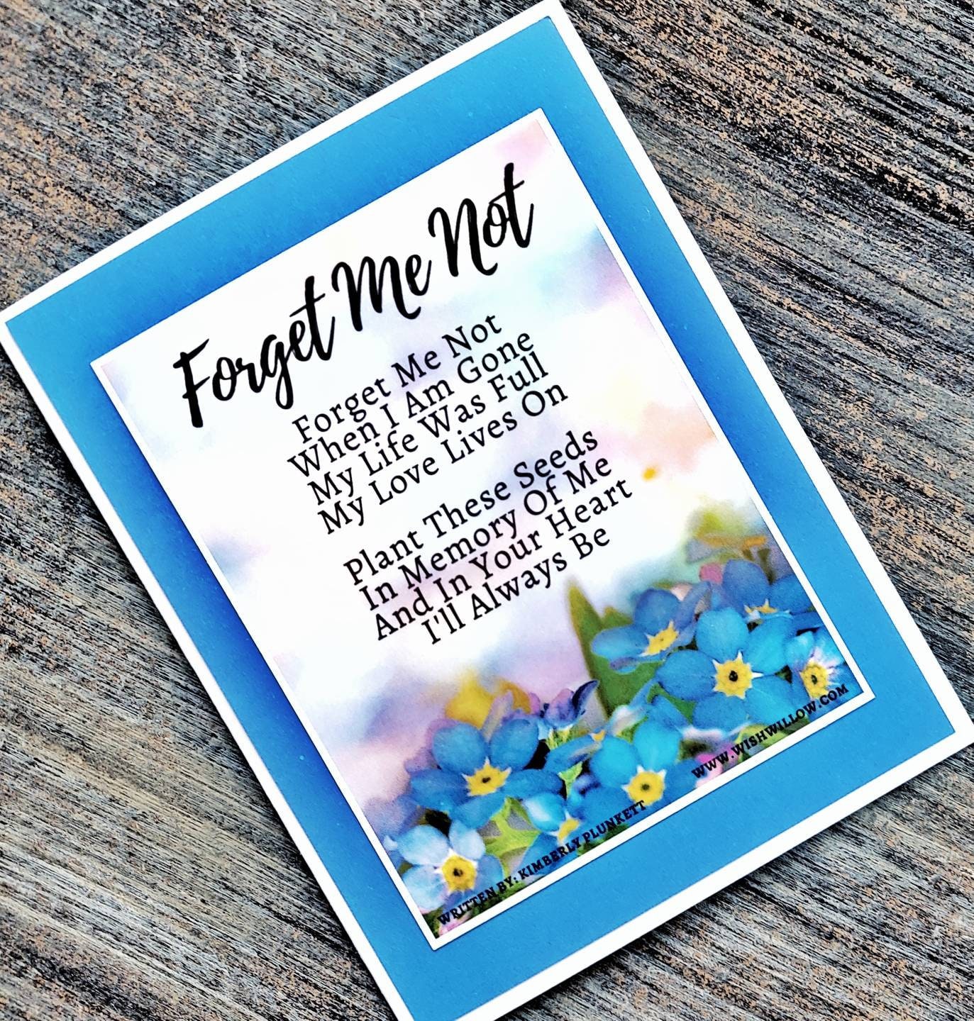 Me Not Sympathy Card Includes Pack Of Flower Seeds Original