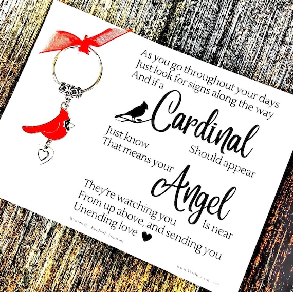 Sympathy Gift - Cardinal Keychain With Poem- Grief, Loss, Condolences, Guardian Angel, Heaven, Signs From Above