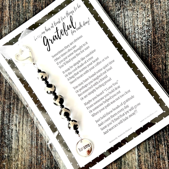 SALE - Gratitude Beads - Glimmers, Blessings, Grateful, Blessed, Positive Thinking - OOAK - Colors & Charm As Shown In Photos