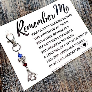 The ORIGINAL Remember Me Poem And Charm - Sympathy Gift, Loss, Memorial, Remembrance Custom Made (Heart Ribbon Angel & Butterfly Heart)