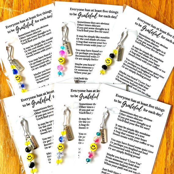 SIX Mini Gratitude Beads - Poem By Kimberly Plunkett - As Shown In Photos - Glimmers, Mindfulness, Grateful, Thankful, Blessed