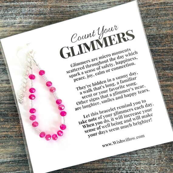 Count Your Glimmers - Blessing Bracelet - Gratitude, Mindfulness, Thankful, Grateful, Blessed - Adjustable Bracelet - Glass Beads