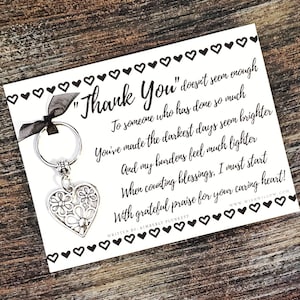Thank You Gift - Caring Heart Poem By Kimberly Plunkett - Flower Heart Keychain - Nurse, Caregiver, Sister, Friend, Neighbor, Health, Helper