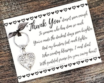 Thank You Gift - Ready To Ship - Poem By K. Plunkett With Flower Heart Keychain - Nurse, Caregiver, Sister, Friend, Neighbor, Health, Helper