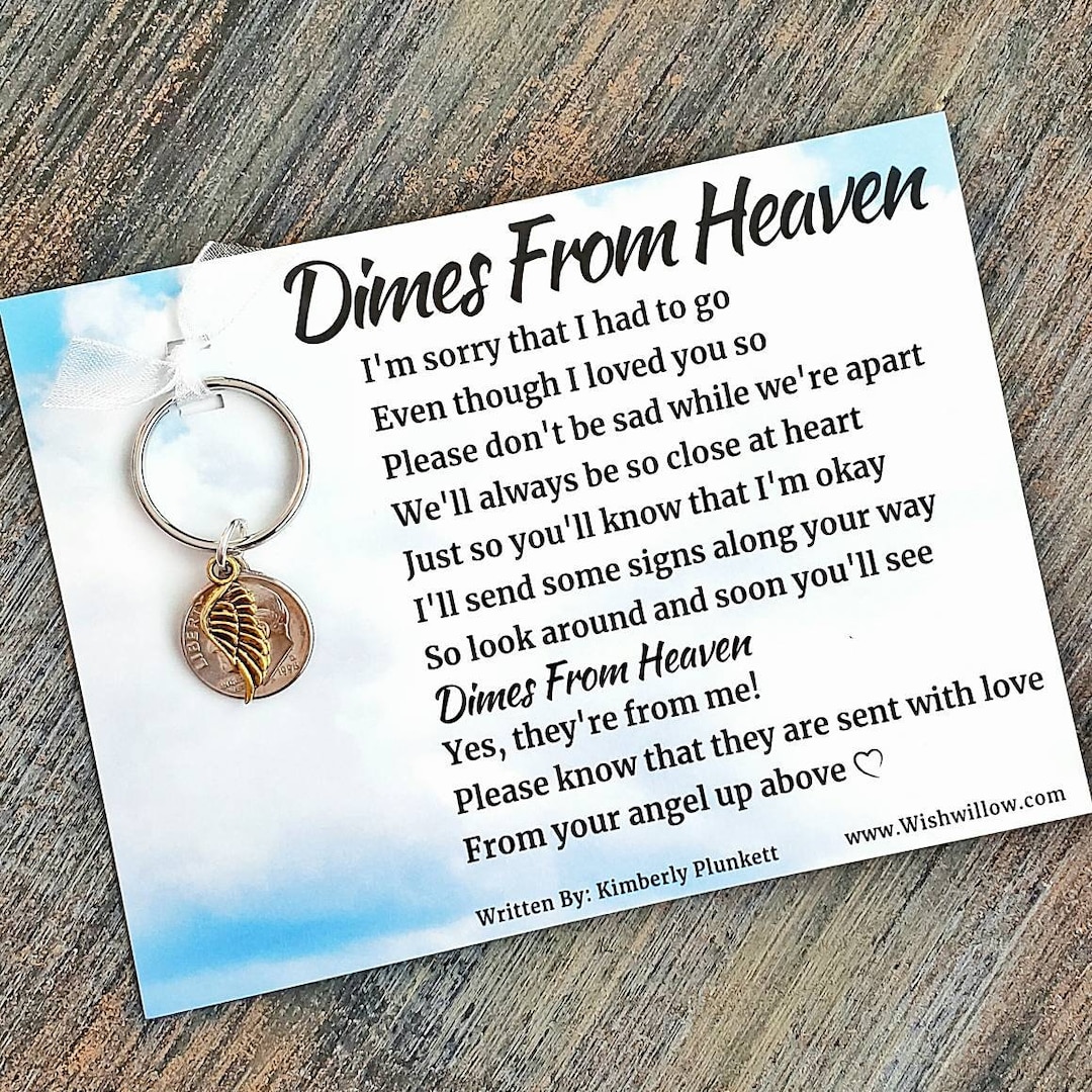 Dimes From Heaven Poem by K. Plunkett Keychain Gift Loss, Loved One