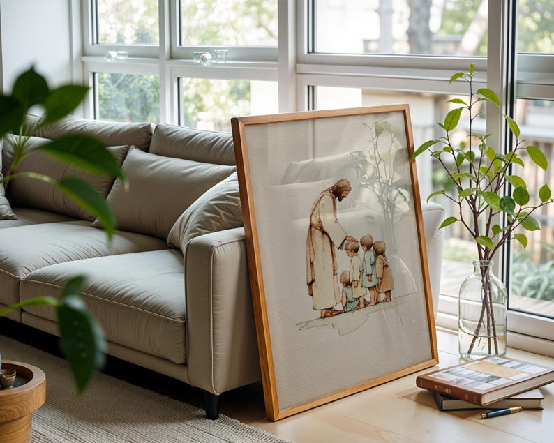 Jesus Blessing Children Art Print | Christian Wall Art | Faith Nursery Decor image 4