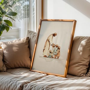 Jesus Blessing Children Art Print | Christian Wall Art | Faith Nursery Decor image 5