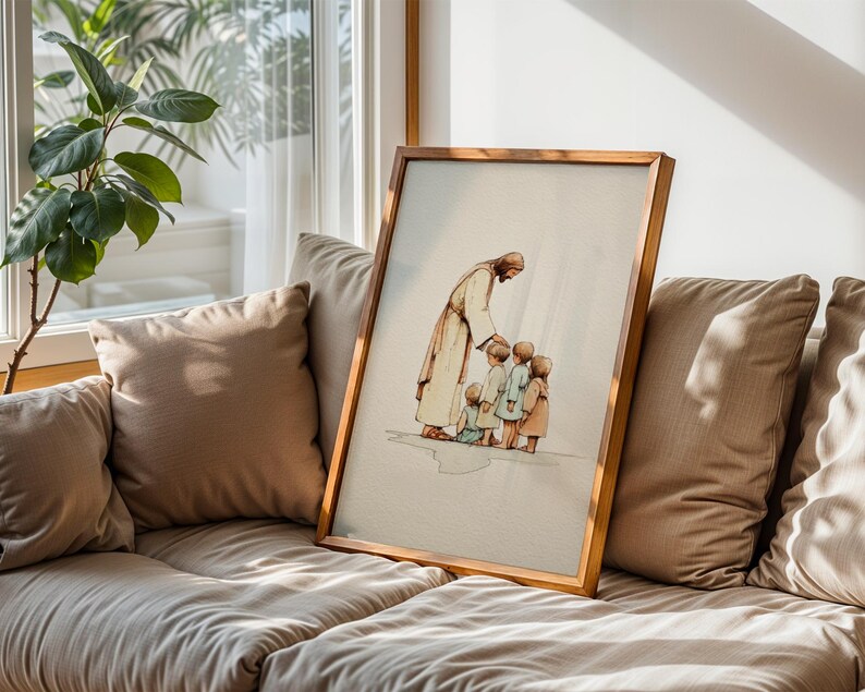 Jesus Blessing Children Art Print | Christian Wall Art | Faith Nursery Decor image 5