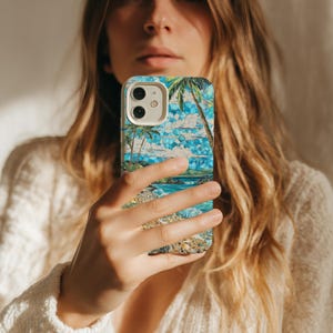 Tropical Beach Mosaic iPhone Case: Coastal Ocean Art