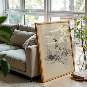 Jesus Walking With Lamb Line Art Print | Minimalist Christian Wall Art ...
