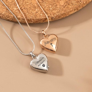 Heart Urn Necklace, Personalized Cremation Urn Necklace, Dog Cat Memorial Jewelry, Pet Ashes Necklace, Neckalce for Pet/Human Ashes,Pet Loss
