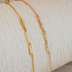 Pulsera personalizada con nombres familiares, regalos para el Día de la Madre para mamá, pulsera para mamá con nombres de niños, pulsera de oro con nombre, joyería para la abuela