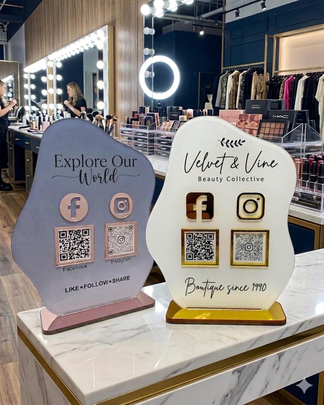 Custom Acrylic QR Code Sign: Salon, Social Media, Payment - Etsy