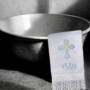 Personalized Embroidered Christening Towel Custom Baptism towel Baptismal towel godson religious Gift with Baby&#39;s Name & Date