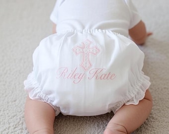 Bloomers de bebé monogramados Bloomers de bebé personalizados Cubierta de pañal Cubierta de pañal de bebé monograma festoneado