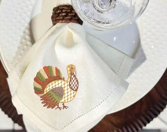 Gepersonaliseerde linnen servet herfst|Linnen servet Turkije geborduurd monogram|AutumnDiner Servetten|Thanksgiving servetten|Tafeldecoratie herfst