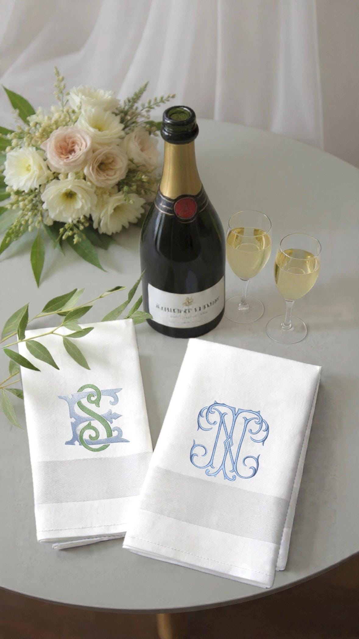 Waiter Arm Napkin Cloth Embroidered Butler Service Monogramed Napkin ...
