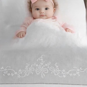 Baby Crib sheet set linen baby flat sheet and pillow embroidered bows and flowers baby bedding
