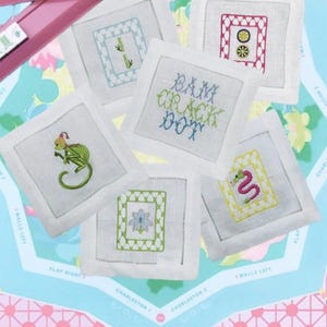 Mahjong tiles embroidered Cocktail Napkins Hand towels personalized Coasters host gift brodées Serviette en lin Aperitivo coasters image 8