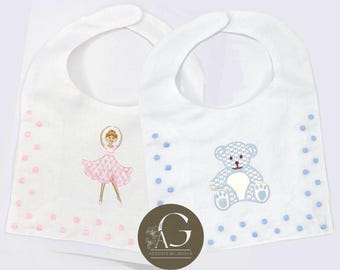 Personalized Baby SwissDot Linen Bib God Child Baby boy bib Baby girl bib square Christening Bib Baptismal first birthday Heirloom Baby bib