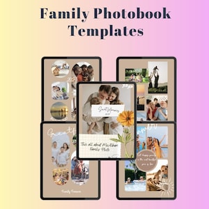 Editable Family Photo Book Templates | 2 Customizable 30 Page Memory Book | Printable Digital Scrapbook for Family Photos & Keepsakes | Gift