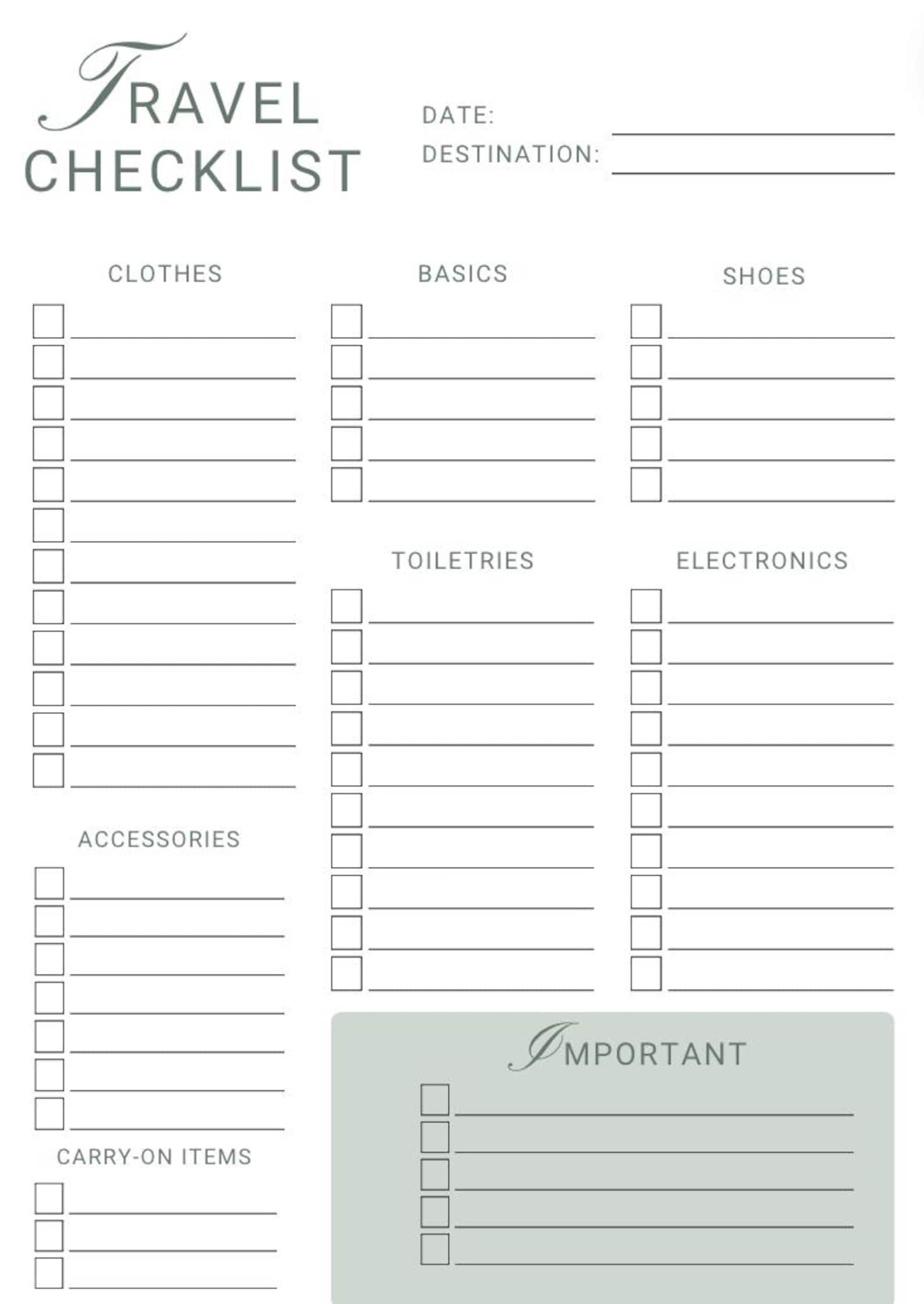 Editable Travel Budget, Itinerary, Packing Checklist Printable Vacation ...