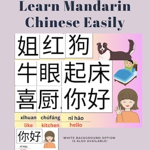 Mandarin Chinese Flashcards: Pinyin & Character Learning (Printable Editable Digital Download)
