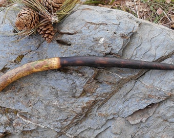 Curvy Fire Wand, Burnt Ash Wood magic Wand