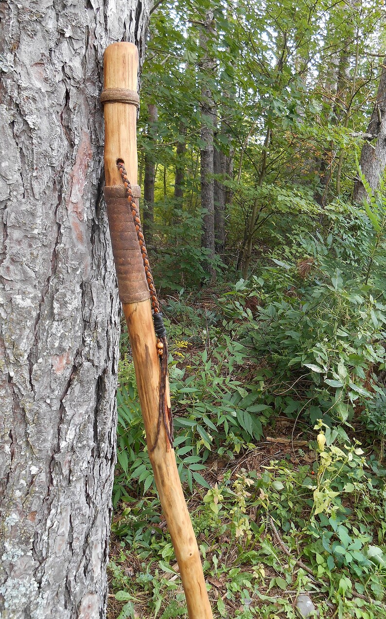 Tall Hiking Staff Walking Stick with Braided Leather Bark Etsy