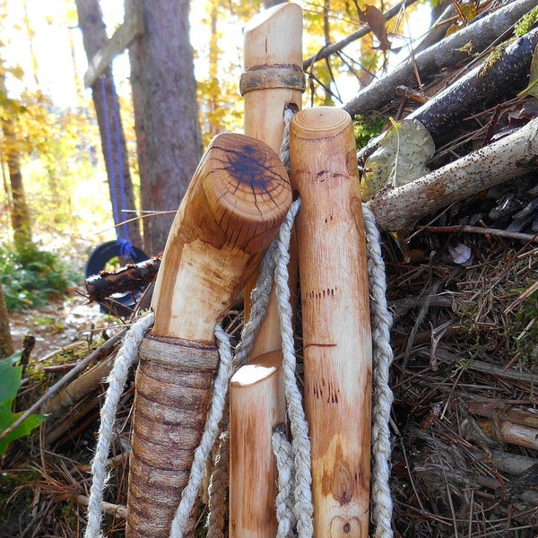 Hiking Walking Stick, Worm wood with natural finish, Tall Hiking Staff