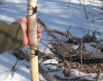 Hand Carved Walking Stick, Tall Hiking staff, Shaman, Wizard Staff, wood Carving