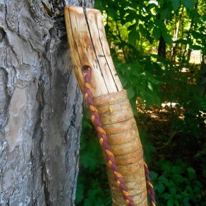 Wormwood Walking stick, Tall Ash wood Heavy duty Hiking staff with Braided Leather  Lanyard