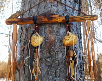 Cherry Burl Wall hanging, Native American Inspired Talking Stick, Shaman, Ceremonial staff