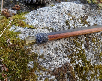 Rosewood and Ebony magic wand with Citrine Crystal, Witchcraft, Wicca