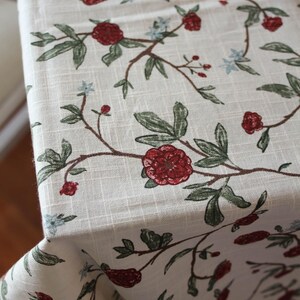 Square cotton-linen red floral card table cloth, perfect for game nights, holiday dinners, or everyday use. Washable and reusable, this mahjong table cloth protects your table while adding charm. With William Morris-inspired floral prints, it doubles as a Christmas table cloth or festive table topper. Durable and eco-friendly, this game table cover is ideal for poker, bridge, or family celebrations. Fits table size upto 35" x 35"