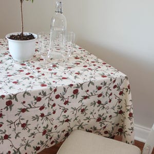 Red floral holiday-ready table cloth in a square cotton-linen design, perfect for mahjong, bridge, or poker nights. This reusable, washable card tablecloth doubles as a Christmas table cloth or kitchen table topper. Inspired by William Morris red floral print, it’s both decorative and functional. A versatile game table cover for family gatherings, holiday entertaining, or casual everyday use. Fit table size 35" x35".