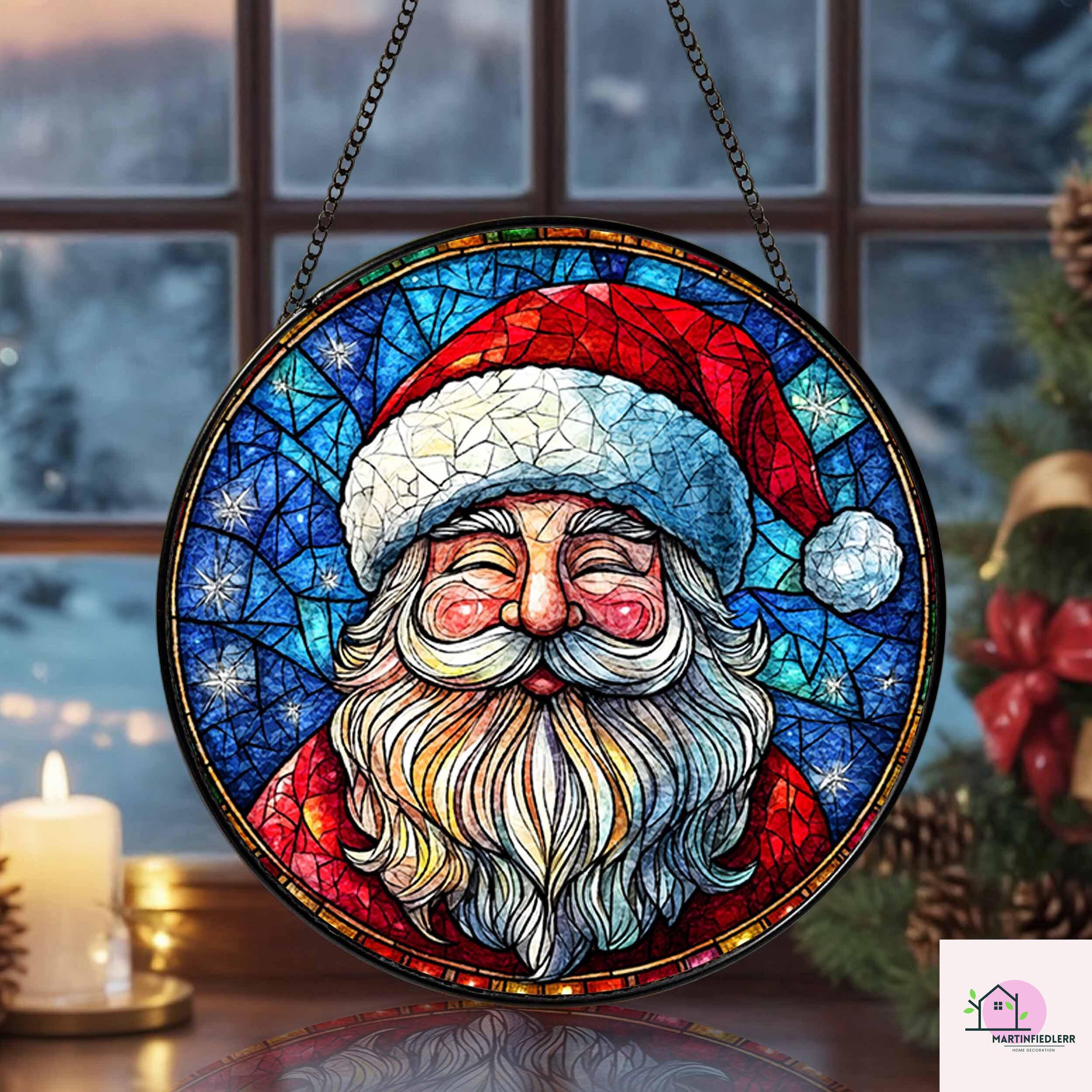 Discover Santa Claus Stained Glass Suncatcher - Classic Christmas Decor