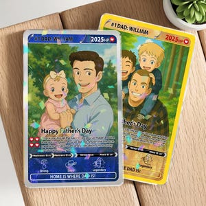 Carte papa anime personnalisée, cadeau fête des pères, cadeau d'un enfant, fête des pères personnalisée, carte d'art, cartes papa super-héros, cadeau pour papa