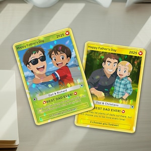 Carte d'anime personnalisée pour papa, cadeau personnalisé pour la fête des pères, carte à collectionner pour joueur, cadeau pour mari pour enfants, souvenir de la fête des pères, carte en acrylique