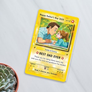 Carte personnalisée de style anime pour la fête des pères, carte à collectionner photo personnalisée pour papa, meilleur cadeau d'un enfant, carte souvenir pour nouveau papa, cadeau de fête des pères